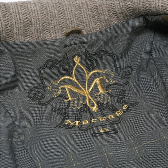 MACKAGE Tan Leather and Wool Ribbing Jacket Size M - Picture 8 of 13